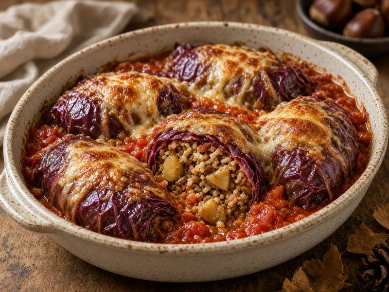 Couve lombarda recheada no forno